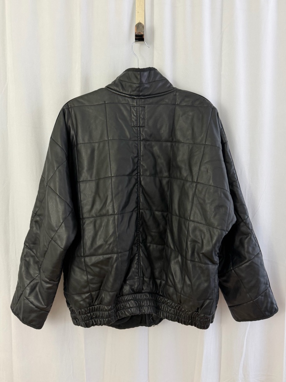 Free People Dolman Black Vegan Leather Quilted Jacket Womens Size Medium - Picture 8 of 9